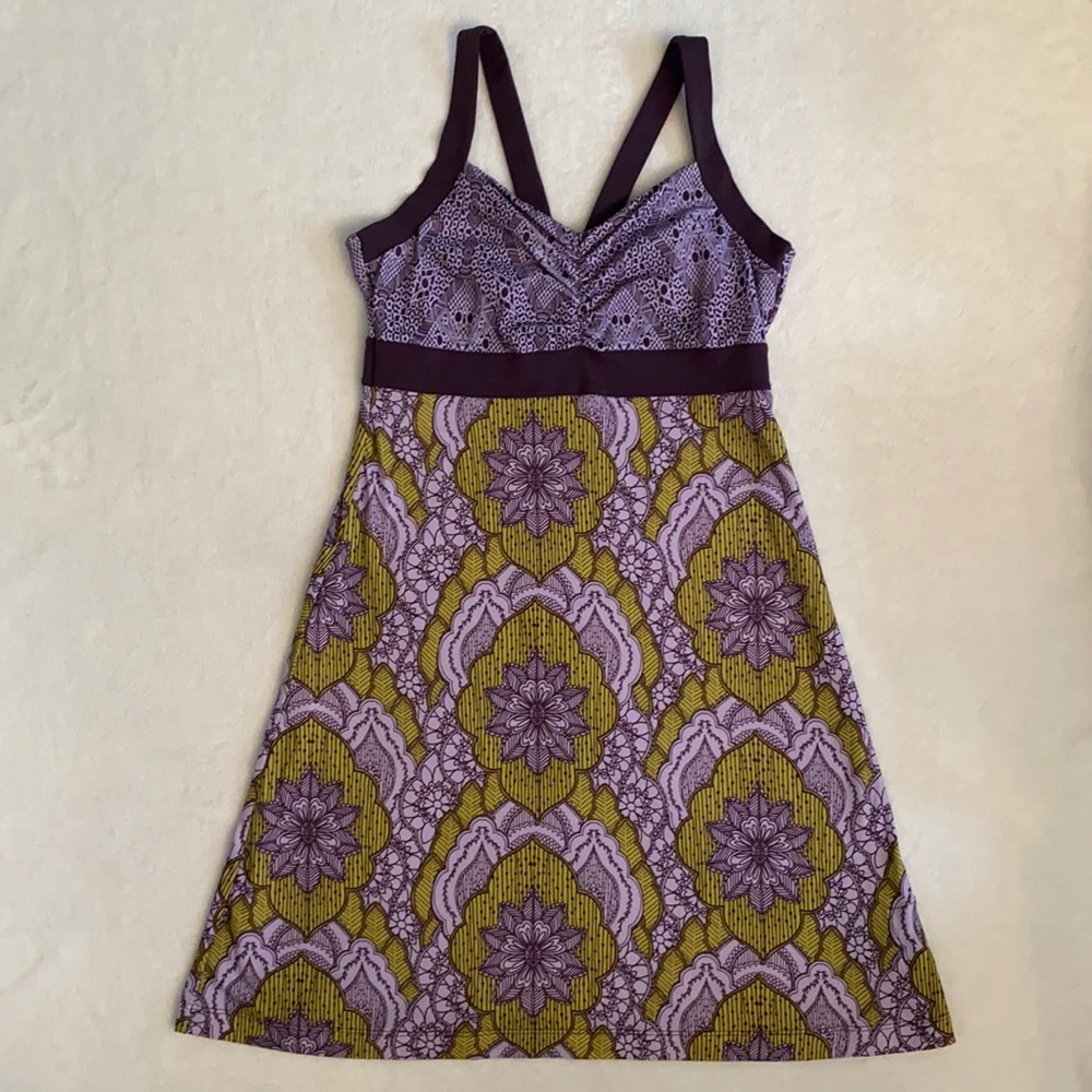Prana | Amaya Athletic Active Dress Lupine Scallop Purple/Green Mandala Print S